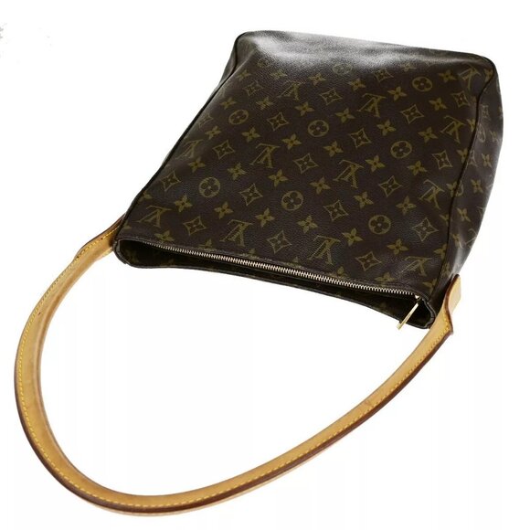 LOUIS VUITTON Logo Looping GM Shoulder Bag Monogram Leather Brown - Picture 6 of 16